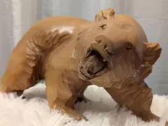【HK】⁠【幻の特大60cm】峰雲作 木彫り 吠え熊 台座付 美幌峠 伝統工芸⁠ HK】⁠【幻の特大60cm】峰雲作 木彫り 吠え熊 台座付 美幌峠 伝統工芸
