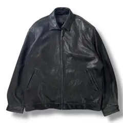 London fog 黒 レザー ジャケット 3198 古着 LONDON FOG/ロンドンフォグ/Leather jacket/ジップ