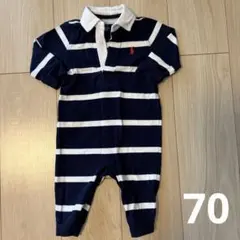 ラルフローレン＊襟付きボーイズボーダーロンパース70