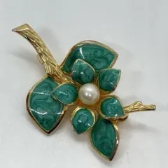 0415 真珠　七宝焼　キラキラ　ビンテージ　ブローチ　帯留め