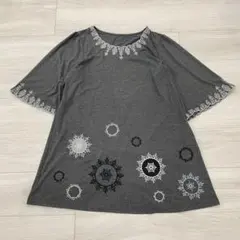 シカレロ 七分袖チュニック LL 刺繍 大きいサイズ 体型カバー カットソー