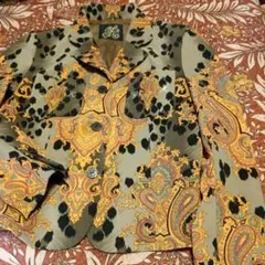 未使用　伊太利屋　ジャケット　ヒョウ柄　花柄　ビジューキ イタリヤ 伊太利屋 ヒョウ柄 レオパード柄 シャツジャケット