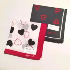 agnes b. アニエスベー♡ハート♡ハンカチ〈2枚〉【新品タグ付】