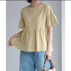 マーベラスバイピエロ フリルスリーブTシャツ M イエロー コットン100%のサムネイル