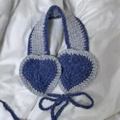 ハート　イヤーマフ　耳あて　ハンドメイド　編み物　レディース