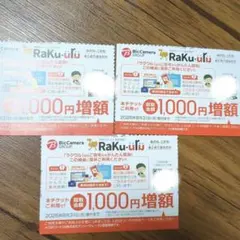 ラクウル 1000円 増額 クーポン 3枚セット ビックカメラ 株主優待