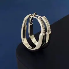 高品質　ストーン付き　フープピアス　K18 シルバー純銀　おしゃれ大人上品