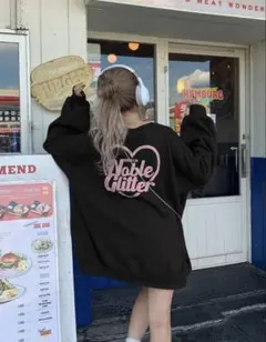 GRL　ハートロゴプリント裏起毛スウェット