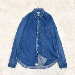 美品 オアスロウ デニム ボタンダウンシャツ インディゴ ブルー 1