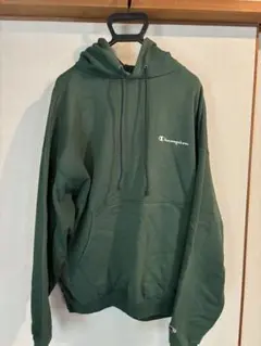 Champion グリーン フード付きパーカー XXL