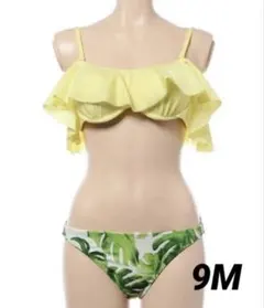 【タグ付き】三愛水着楽園 フレアトップオフショルダー リーフ柄ビキニ