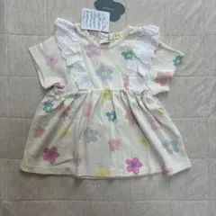 新品未使用タグ付き　95cm フタフタ　半袖Tシャツ　トップス　レース　花柄のサムネイル