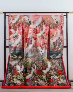 色打掛 鶴 花柄 ピンク 紫 グラデーション 色打掛 鶴 花柄 ピンク 紫 グラデーション - メルカリ