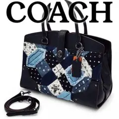 COACH コーチ ハンドバッグ パッチワーク スカル ターンロック 37976