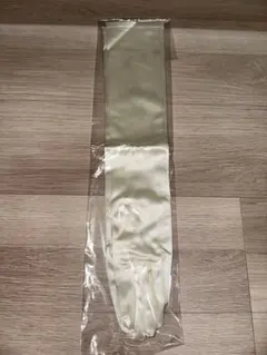 アイボリー サテン ロングウェディンググローブ　長袖