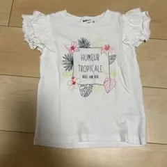 トロピカルプリントTシャツ フリル袖