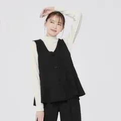 HK WORKS LONDON しまむら 福袋 ペプラムベスト ブラック