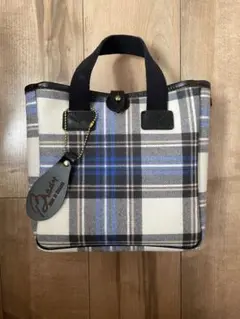 レアカラー brady イングランド　チェック柄　ハンドバッグ　ブルー