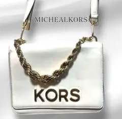 MICHEAL KORS ホワイト ショルダーバッグ　ゴールド