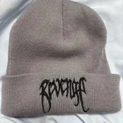 グレー 刺繍ロゴ ニット帽