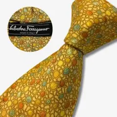 Salvatore Ferragamo シルクネクタイ モザイク柄 イエロー