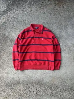 90s nautica ハーフジップ ボーダースウェット 変形ジップ ノーティカ