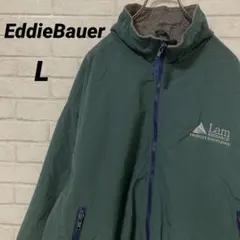 輸入古着 エディーバウアー 企業ロゴ刺繍 裏地フリースナイロンジャケット L