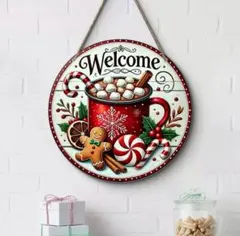 値下げ商品　クリスマス リース オーナメント 木製 ボード 玄関飾り 壁掛け