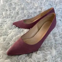 パープル スエード風 ポインテッドトゥパンプス