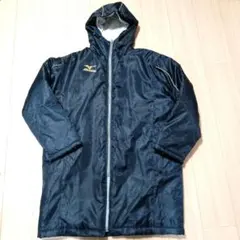 Mizuno フード付きロングジャケット ネイビーフリーサイズベンチコート