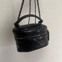 黒 バニティバッグ キルティングバッグ ショルダーバッグ