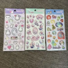 3枚 ポップデコパーティー ラメきらクリスタルシール Disney