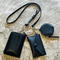 ブラックショルダーバッグ リング付き