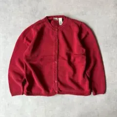 00s L.L.Bean コットンニット カーディガン バーガンディ Lサイズ
