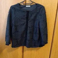 simplicité 花柄レース　ノーカラージャケット　カーディガン 黒のサムネイル