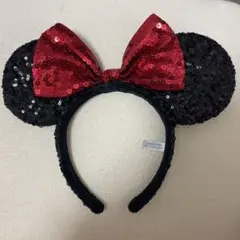 ミニーマウスカチューシャ スパンコールリボン