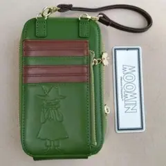 新品未使用品　ムーミン　革製品　スナフキン　スマホショルダーバッグ　グリーン　緑