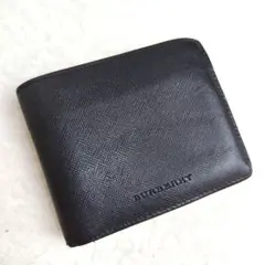 BURBERRY 2つ折り財布 ノバチェック サフィアーノレザー ブラック