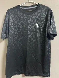Disney ミッキー 総柄 スポーツTシャツ 黒 LL