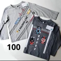 子供服　トップス　長袖カットソー　ロンＴ　電車　レーシングカー　100 綿100