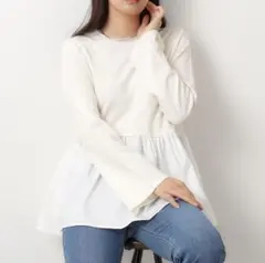 ペプラムドッキングニット【洗濯機洗い可】