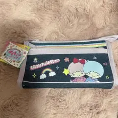 新品デニムポーチ　胸キュンメモリーズ　キキララ　　レトロ　リトルツインスターズ