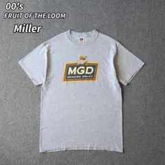 00s Tシャツ フルーツオブザルーム 杢グレー Miller ビール 古着 L