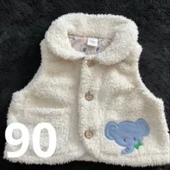 もこもこ　ベスト　白　90cm ベビー　子ども服　冬服