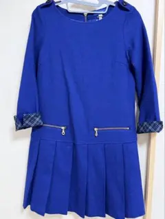 【クリーニング済/美品】ブルーレーベル 鮮やかなブルーのフレアワンピース