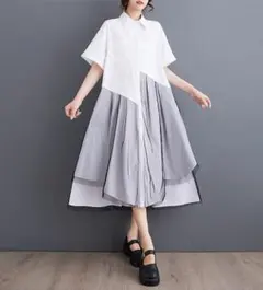 大きいサイズ レディース ワンピース　ヘムデザイン　春夏 秋 新品 半袖