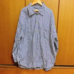 【美品】Ungrid ストライプルーズシャツ 青 ゆったり 羽織り フリー 通勤