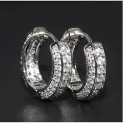 フープピアス キュービックジルコニア CZダイヤモンド シルバー