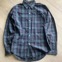 ラルフローレン チェックシャツ 長袖 グリーン ネイビー ワンポイント 刺繍