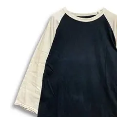 BHSZ ラグラン Tシャツ 長袖 ロンT 古着 黒 チャンピオン 白 シンプル